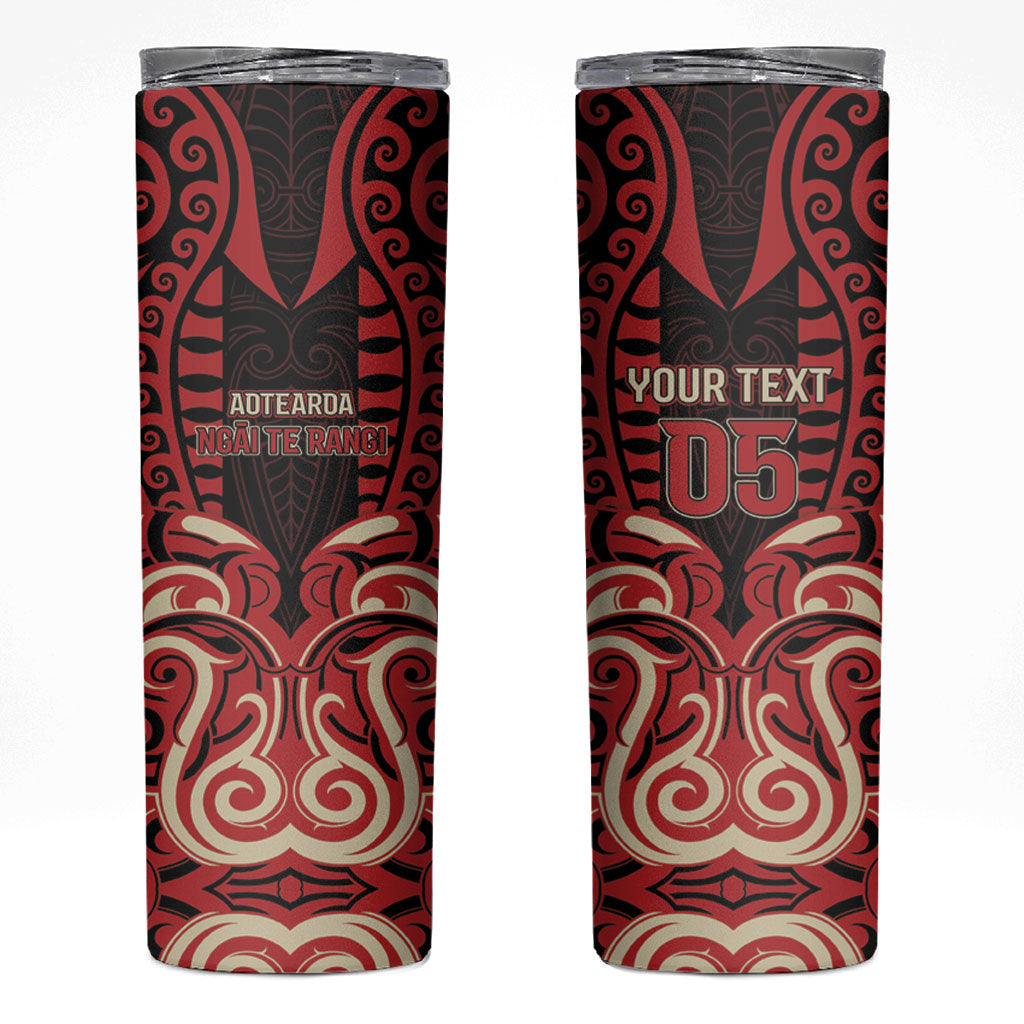 Custom Aotearoa Ngai Te Rangi Skinny Tumbler New Zealand Traditional Maori Pattern DT05 Red - Polynesian Pride