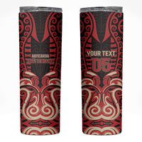 Custom Aotearoa Ngai Te Rangi Skinny Tumbler New Zealand Traditional Maori Pattern DT05 Red - Polynesian Pride