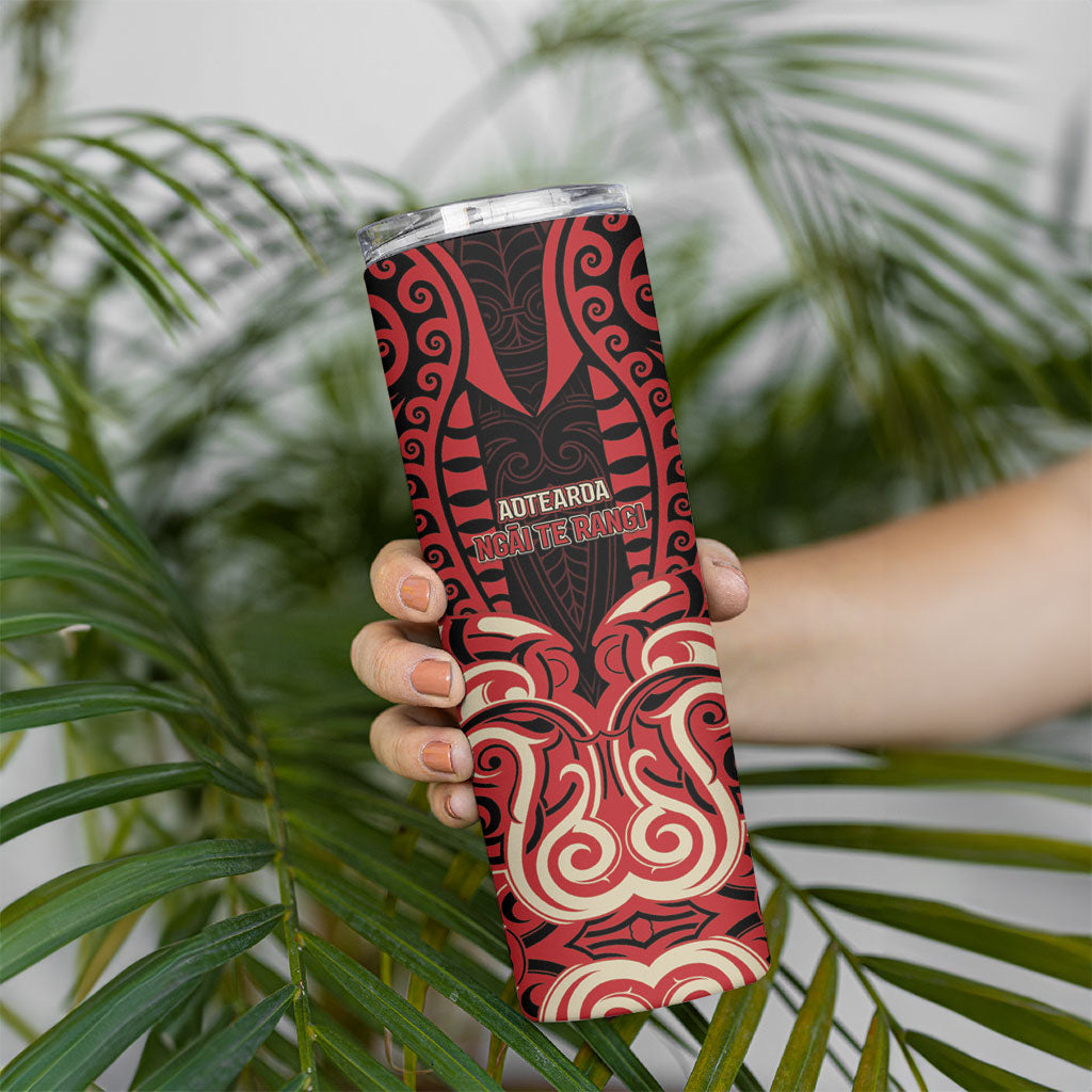 Custom Aotearoa Ngai Te Rangi Skinny Tumbler New Zealand Traditional Maori Pattern DT05 - Polynesian Pride