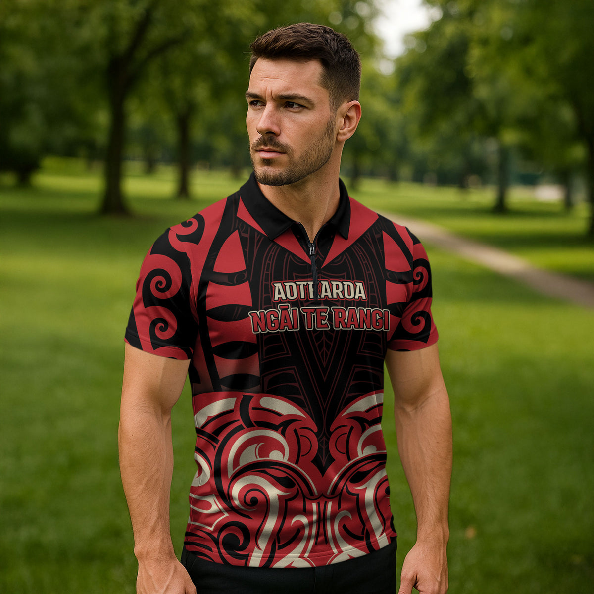 Custom Aotearoa Ngai Te Rangi Zipper Polo Shirt New Zealand Traditional Maori Pattern DT05 - Polynesian Pride