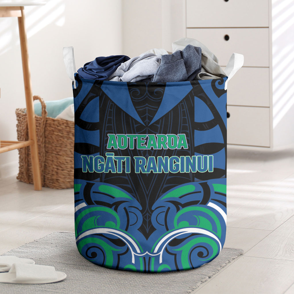 Aotearoa Ngati Ranginui Laundry Basket New Zealand Traditional Maori Pattern DT05 Navy - Polynesian Pride