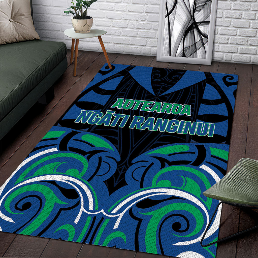 Aotearoa Ngati Ranginui Area Rug New Zealand Traditional Maori Pattern DT05 Navy - Polynesian Pride
