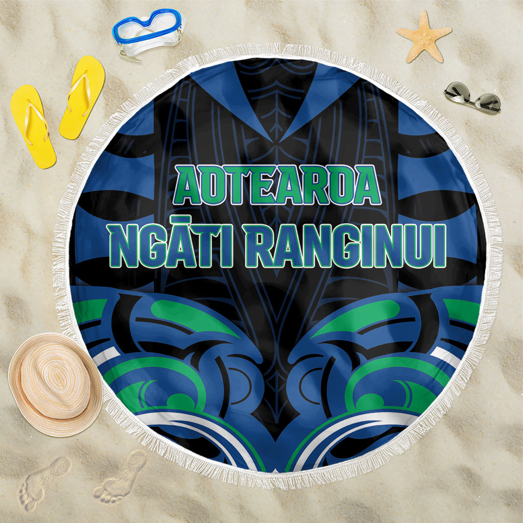 Aotearoa Ngati Ranginui Beach Blanket New Zealand Traditional Maori Pattern DT05 One Size 150cm Navy - Polynesian Pride