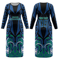 Custom Aotearoa Ngati Ranginui Couples Matching Long Sleeve Bodycon Dress and Long Sleeve Button Shirt New Zealand Traditional Maori Pattern DT05 - Polynesian Pride