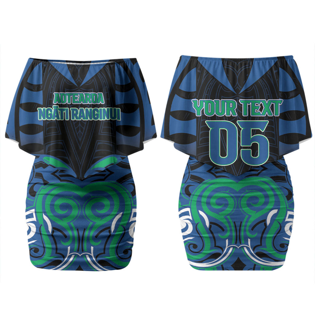 Custom Aotearoa Ngati Ranginui Couples Matching Off Shoulder Short Dress and Long Sleeve Button Shirt New Zealand Traditional Maori Pattern DT05 - Polynesian Pride