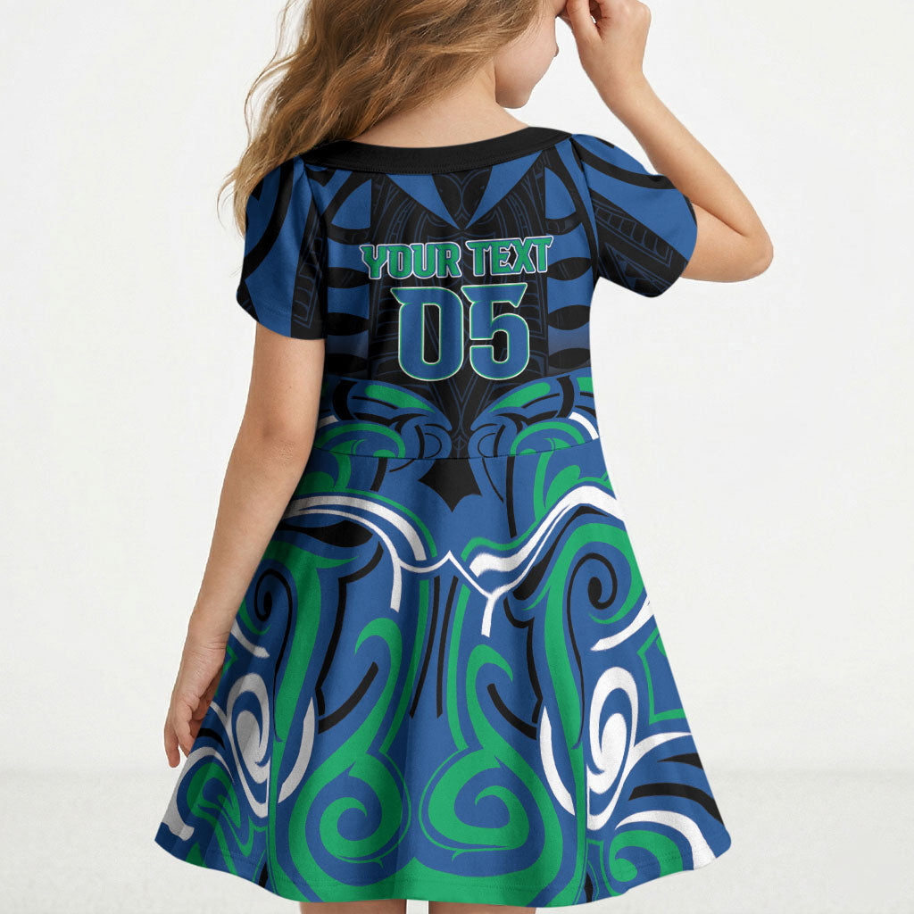 Custom Aotearoa Ngati Ranginui Kid Short Sleeve Dress New Zealand Traditional Maori Pattern DT05 - Polynesian Pride