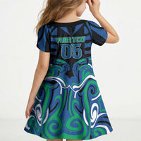 Custom Aotearoa Ngati Ranginui Kid Short Sleeve Dress New Zealand Traditional Maori Pattern DT05 - Polynesian Pride
