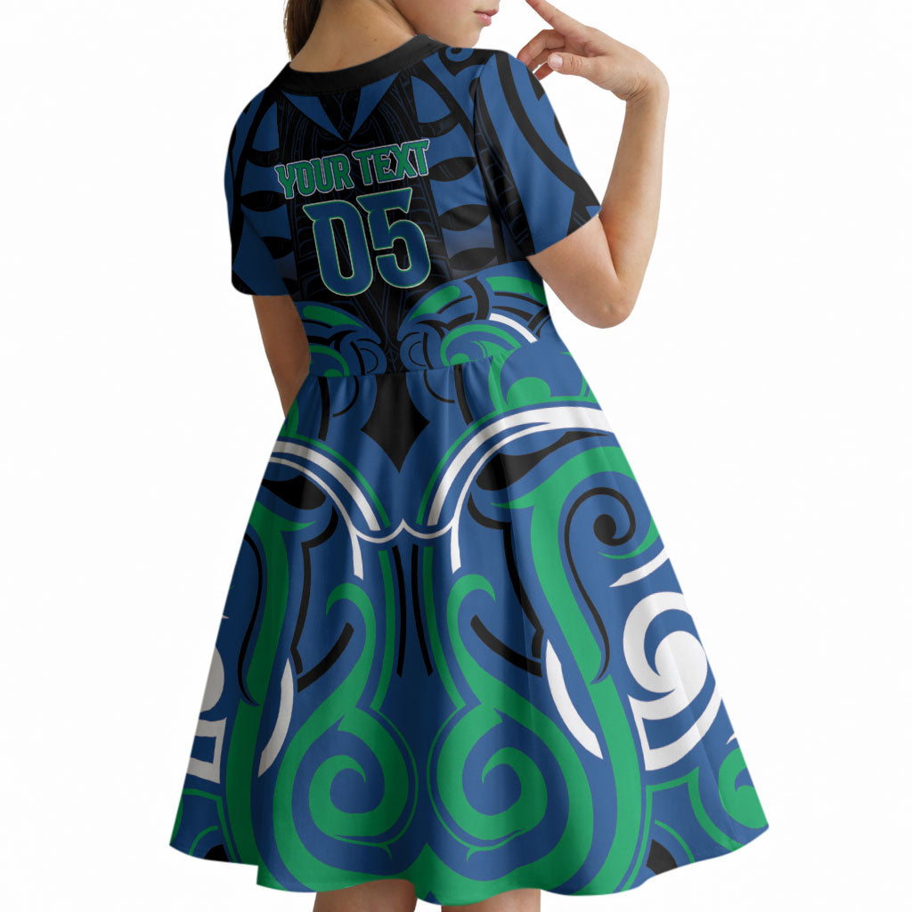 Custom Aotearoa Ngati Ranginui Kid Short Sleeve Dress New Zealand Traditional Maori Pattern DT05 - Polynesian Pride