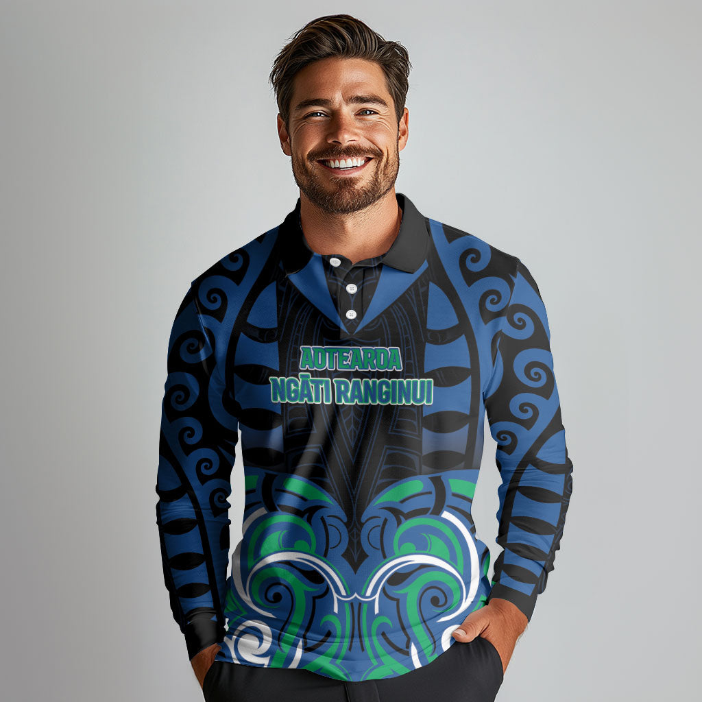 Custom Aotearoa Ngati Ranginui Long Sleeve Polo Shirt New Zealand Traditional Maori Pattern DT05 - Polynesian Pride