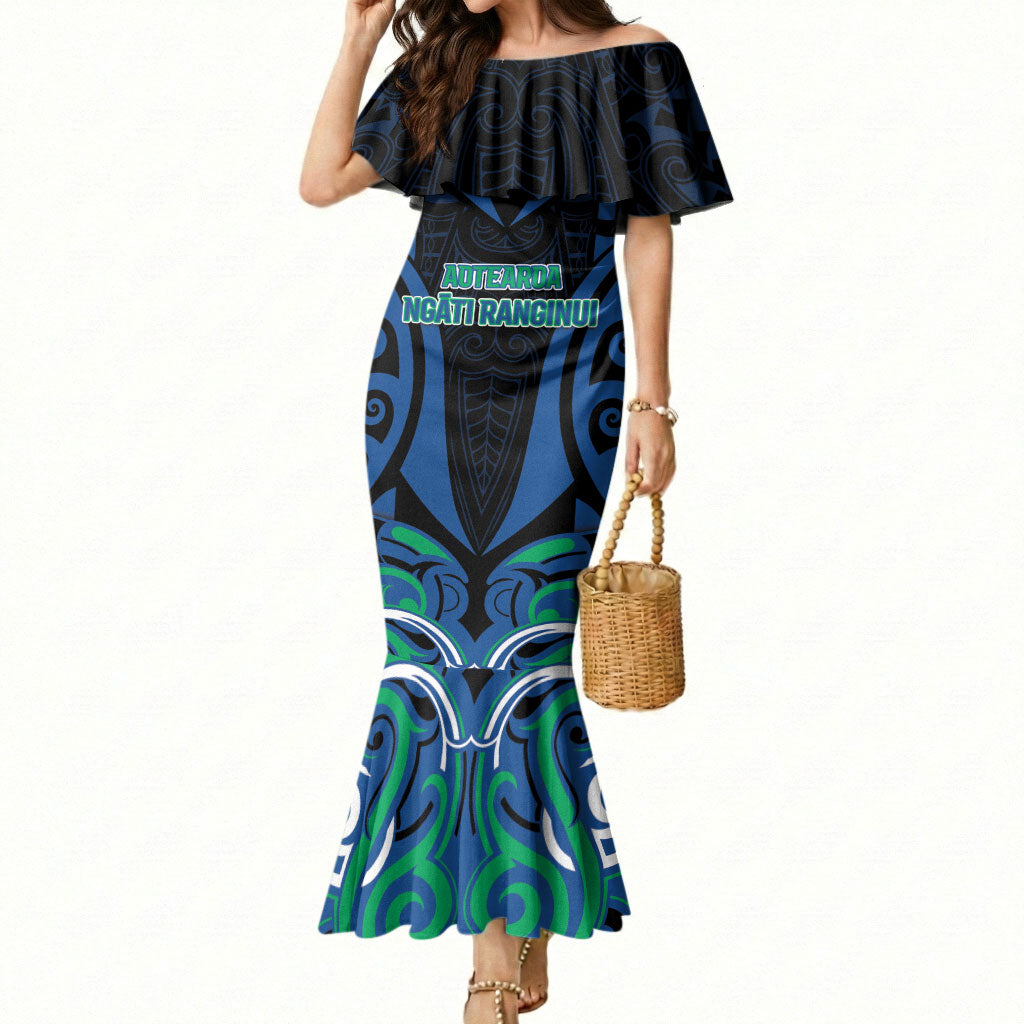 Custom Aotearoa Ngati Ranginui Mermaid Dress New Zealand Traditional Maori Pattern DT05 Women Navy - Polynesian Pride