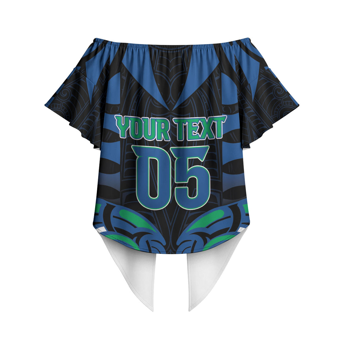 Custom Aotearoa Ngati Ranginui Off Shoulder Wrap Waist Top New Zealand Traditional Maori Pattern DT05 - Polynesian Pride