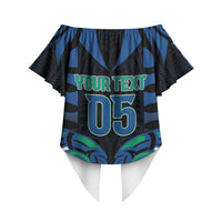 Custom Aotearoa Ngati Ranginui Off Shoulder Wrap Waist Top New Zealand Traditional Maori Pattern DT05 - Polynesian Pride
