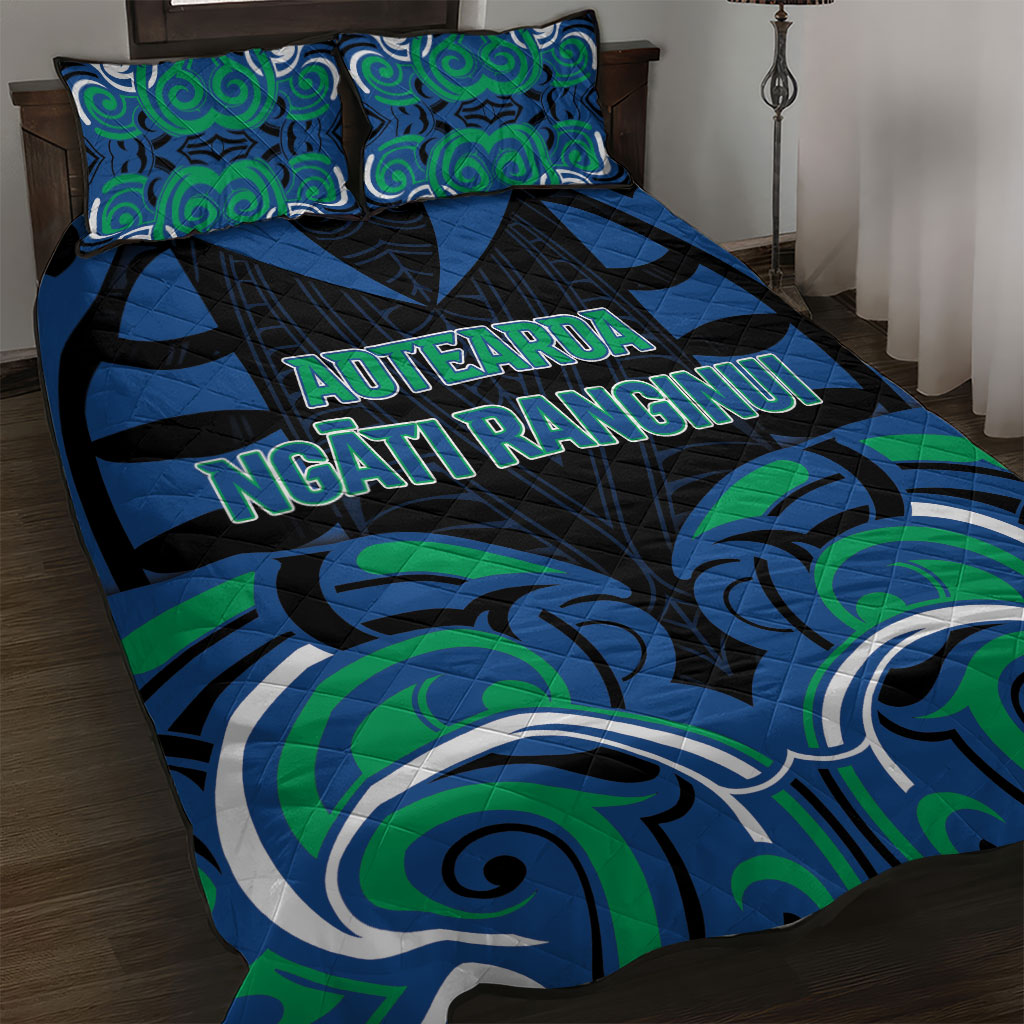 Aotearoa Ngati Ranginui Quilt Bed Set New Zealand Traditional Maori Pattern DT05 Navy - Polynesian Pride