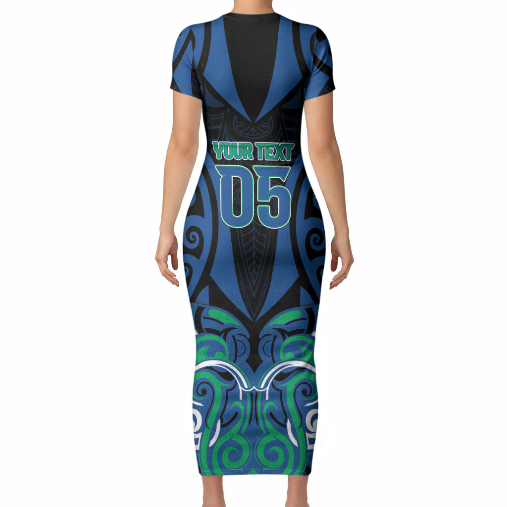 Custom Aotearoa Ngati Ranginui Short Sleeve Bodycon Dress New Zealand Traditional Maori Pattern DT05 - Polynesian Pride