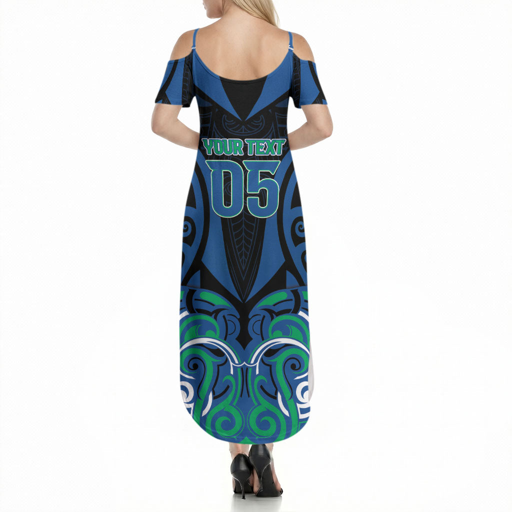 Custom Aotearoa Ngati Ranginui Summer Maxi Dress New Zealand Traditional Maori Pattern DT05 - Polynesian Pride