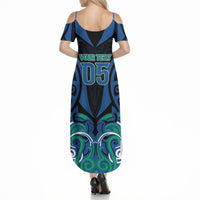 Custom Aotearoa Ngati Ranginui Summer Maxi Dress New Zealand Traditional Maori Pattern DT05 - Polynesian Pride