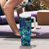 Custom Aotearoa Ngati Ranginui Tumbler With Handle New Zealand Traditional Maori Pattern DT05 - Polynesian Pride