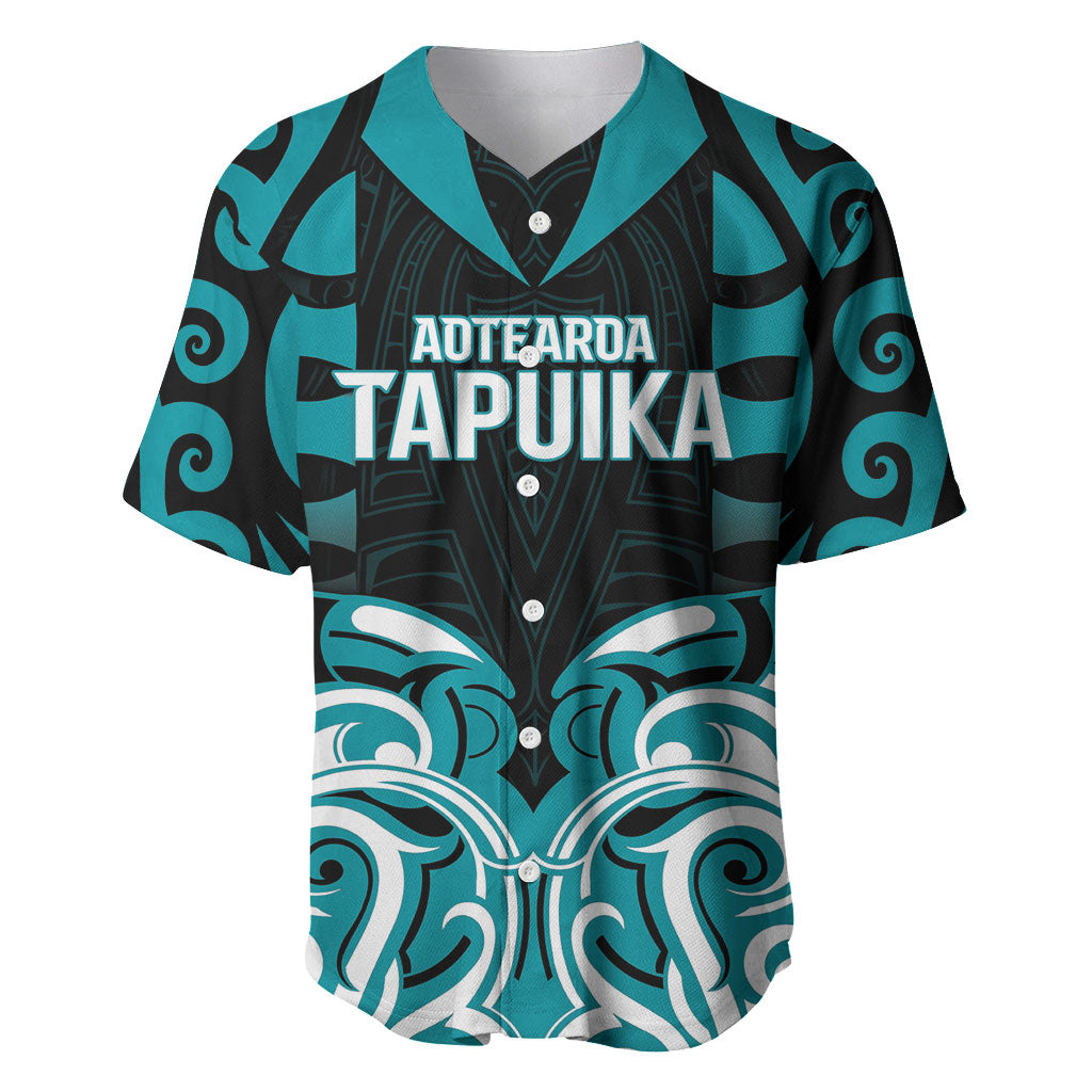 Custom Aotearoa Tapuika Baseball Jersey New Zealand Traditional Maori Pattern DT05 Teal - Polynesian Pride