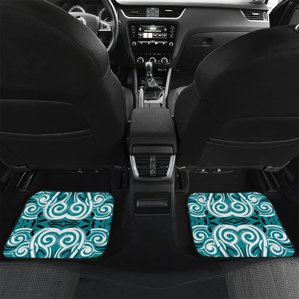 Custom Aotearoa Tapuika Car Mats New Zealand Traditional Maori Pattern DT05 Set 2pcs - Back Teal - Polynesian Pride
