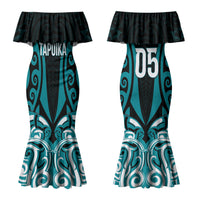 Custom Aotearoa Tapuika Couples Matching Mermaid Dress and Long Sleeve Button Shirt New Zealand Traditional Maori Pattern DT05 - Polynesian Pride