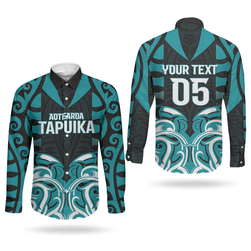 Custom Aotearoa Tapuika Couples Matching Puletasi and Long Sleeve Button Shirt New Zealand Traditional Maori Pattern DT05 - Polynesian Pride