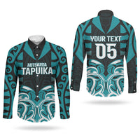 Custom Aotearoa Tapuika Couples Matching Puletasi and Long Sleeve Button Shirt New Zealand Traditional Maori Pattern DT05 - Polynesian Pride