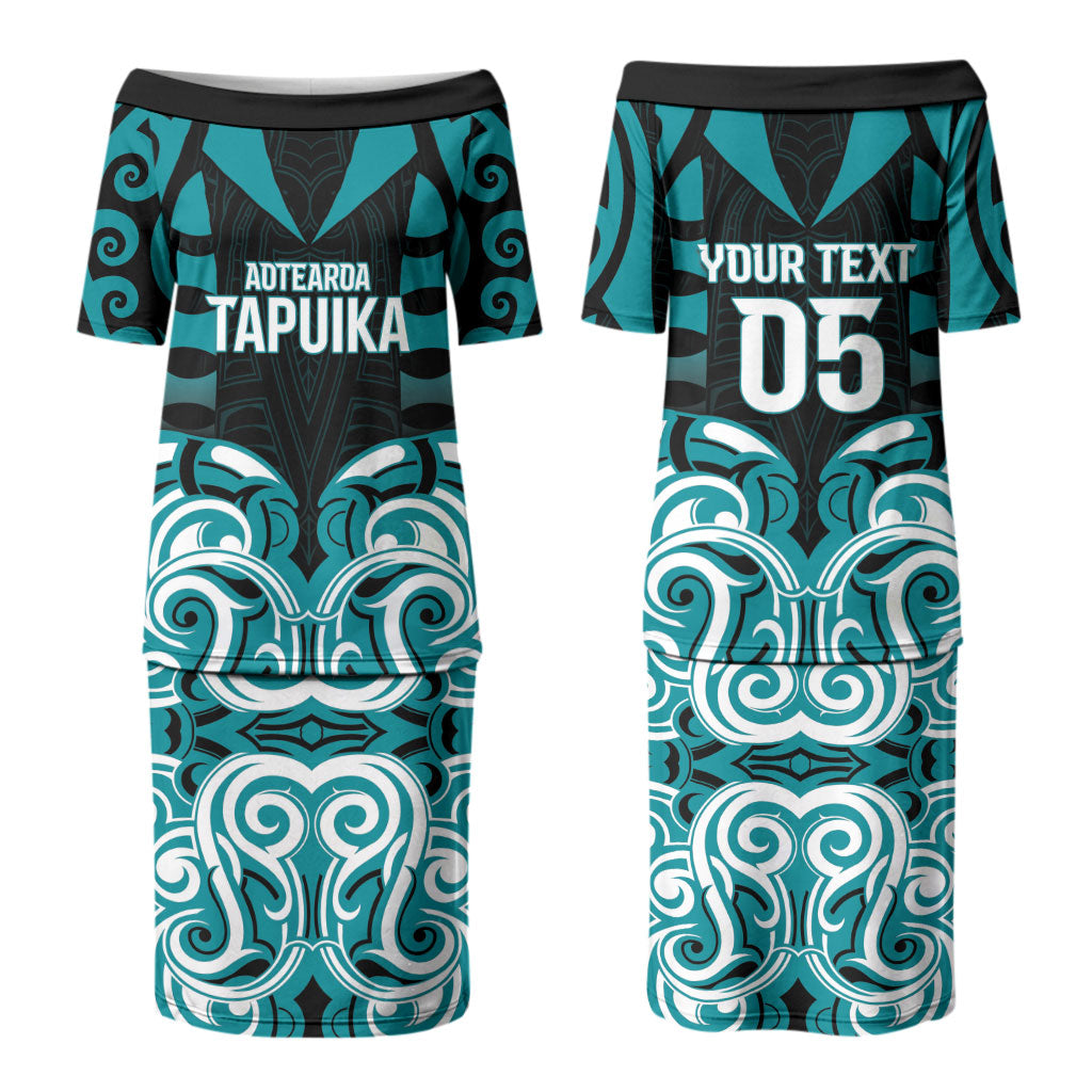 Custom Aotearoa Tapuika Couples Matching Puletasi and Long Sleeve Button Shirt New Zealand Traditional Maori Pattern DT05 - Polynesian Pride