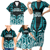 Custom Aotearoa Tapuika Family Matching Short Sleeve Bodycon Dress and Hawaiian Shirt New Zealand Traditional Maori Pattern DT05 - Polynesian Pride