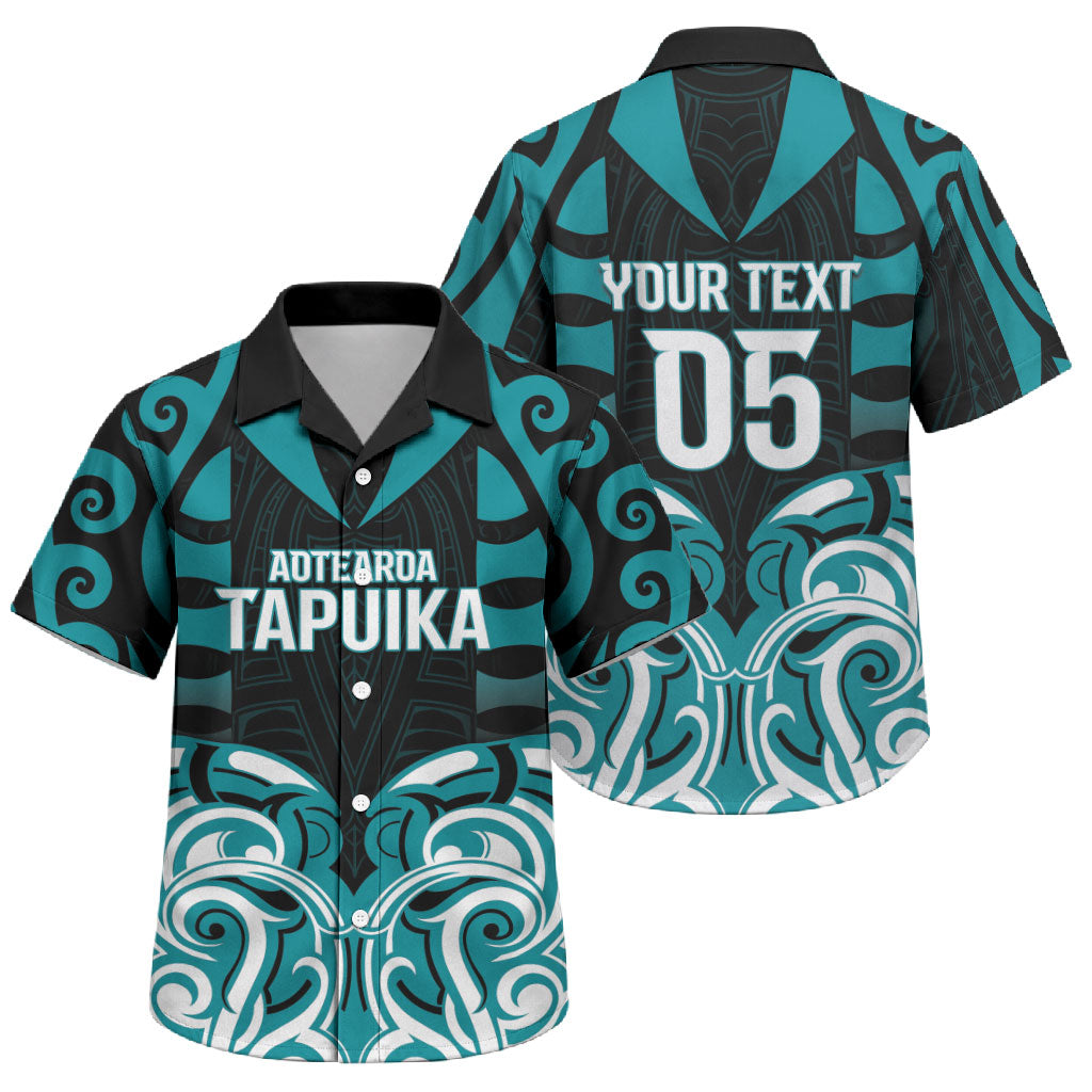 Custom Aotearoa Tapuika Family Matching Tank Maxi Dress and Hawaiian Shirt New Zealand Traditional Maori Pattern DT05 Son's Shirt Teal - Polynesian Pride