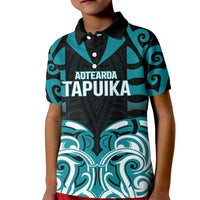 Custom Aotearoa Tapuika Kid Polo Shirt New Zealand Traditional Maori Pattern DT05 Kid Teal - Polynesian Pride