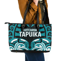 Aotearoa Tapuika Leather Tote Bag New Zealand Traditional Maori Pattern DT05 - Polynesian Pride
