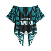 Custom Aotearoa Tapuika Off Shoulder Wrap Waist Top New Zealand Traditional Maori Pattern DT05 - Polynesian Pride