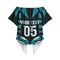 Custom Aotearoa Tapuika Off Shoulder Wrap Waist Top New Zealand Traditional Maori Pattern DT05 - Polynesian Pride