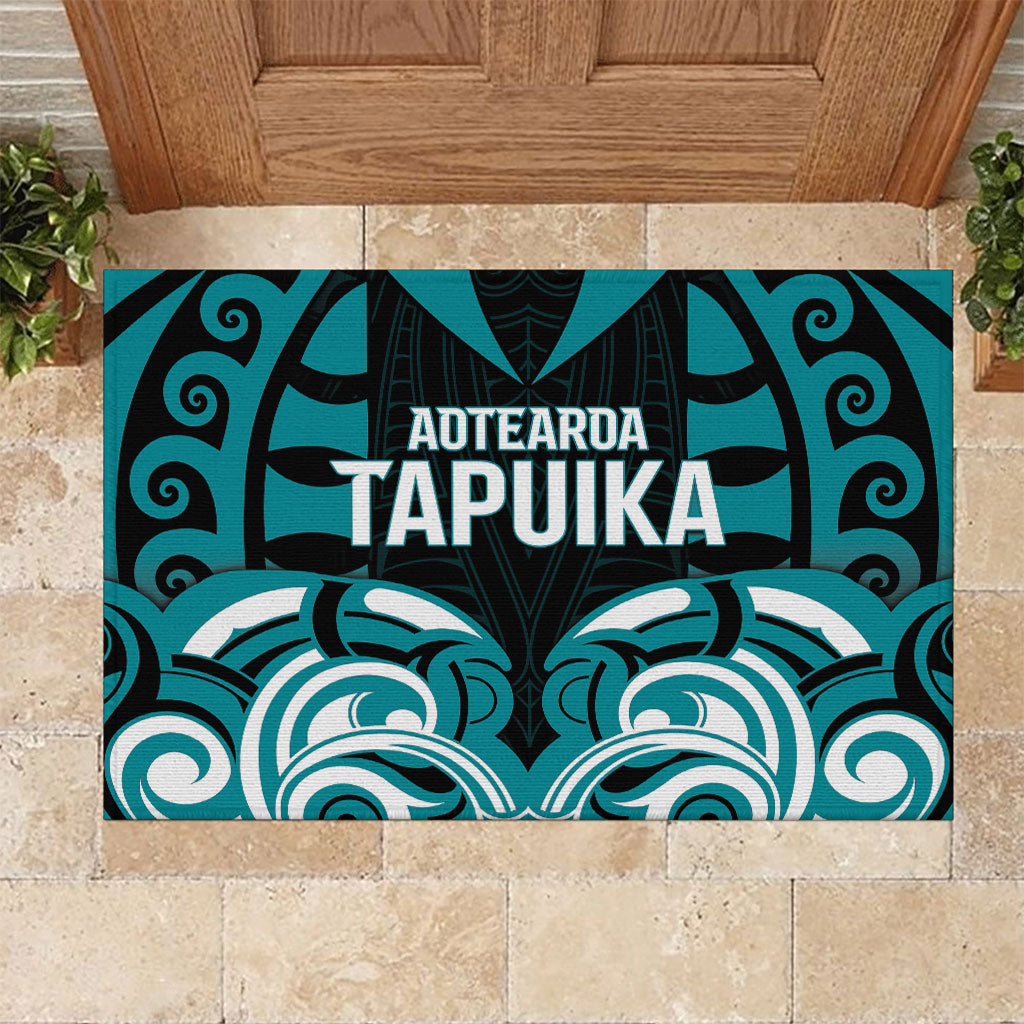 Aotearoa Tapuika Rubber Doormat New Zealand Traditional Maori Pattern DT05 Teal - Polynesian Pride