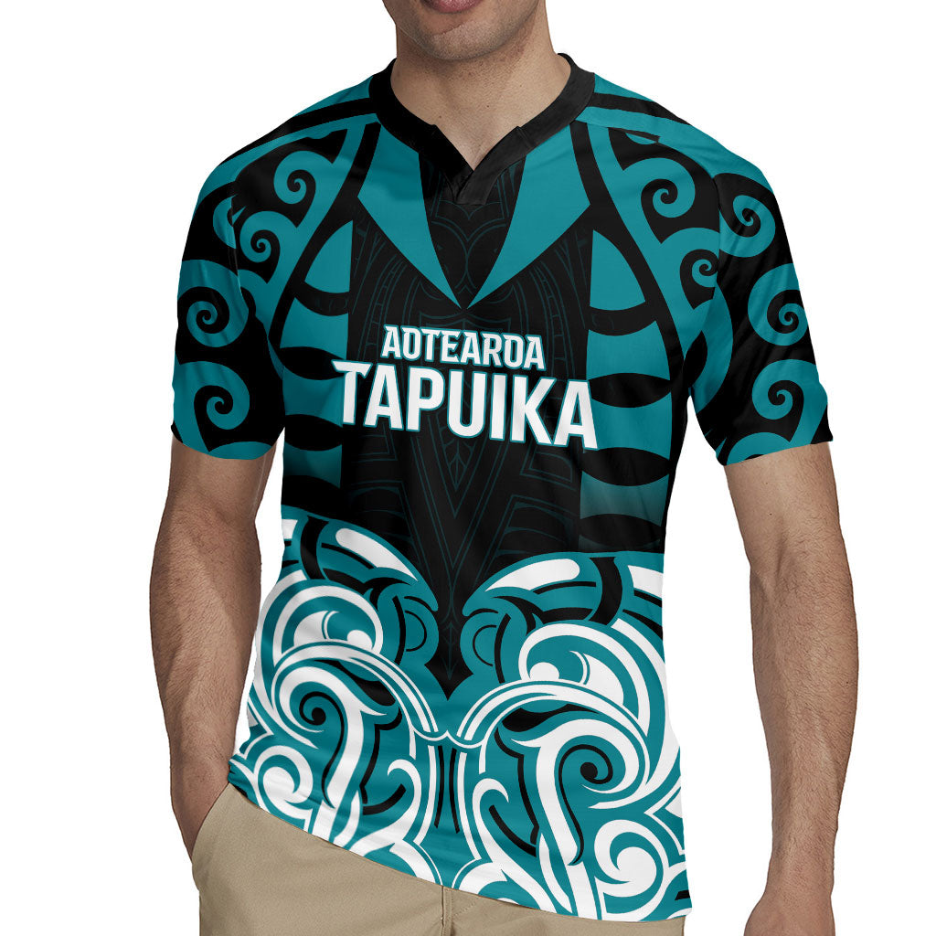 Custom Aotearoa Tapuika Rugby Jersey New Zealand Traditional Maori Pattern DT05 - Polynesian Pride