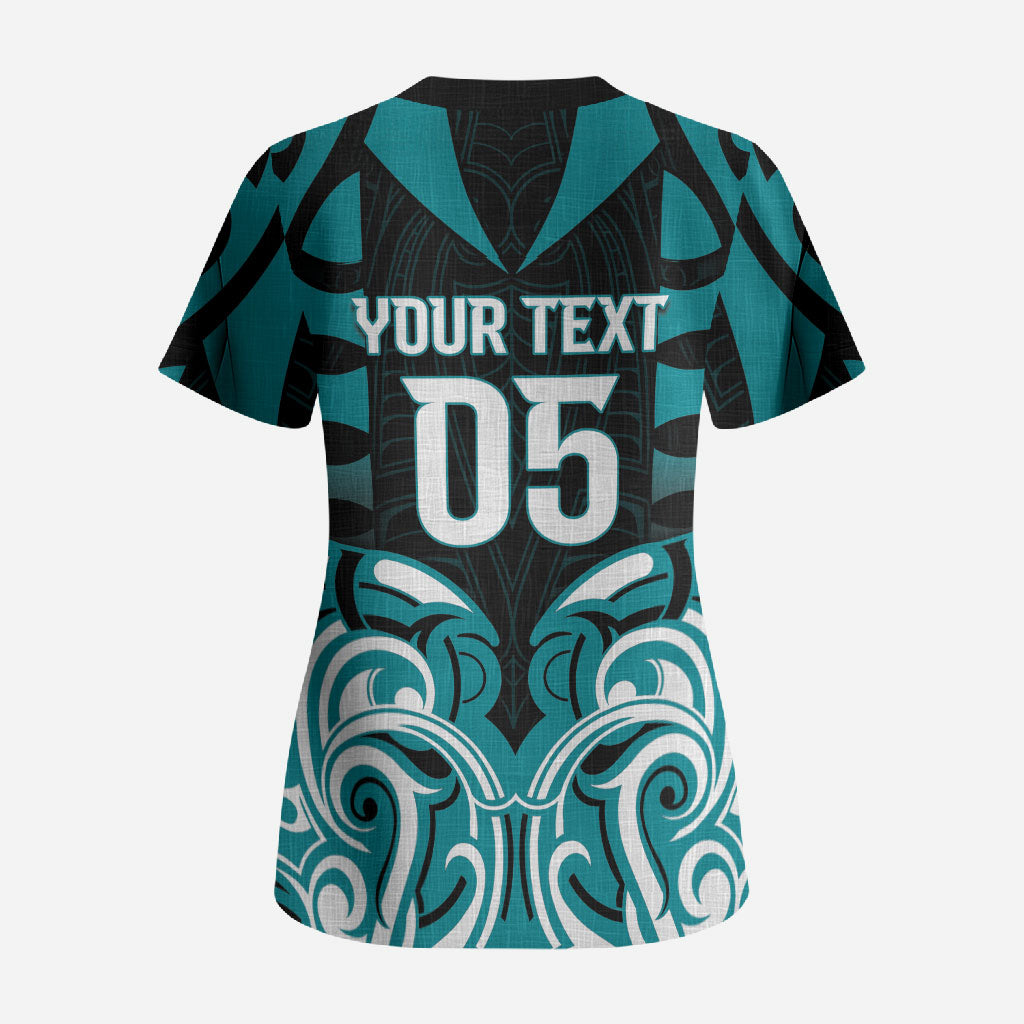 Custom Aotearoa Tapuika Scrub Top New Zealand Traditional Maori Pattern DT05 - Polynesian Pride