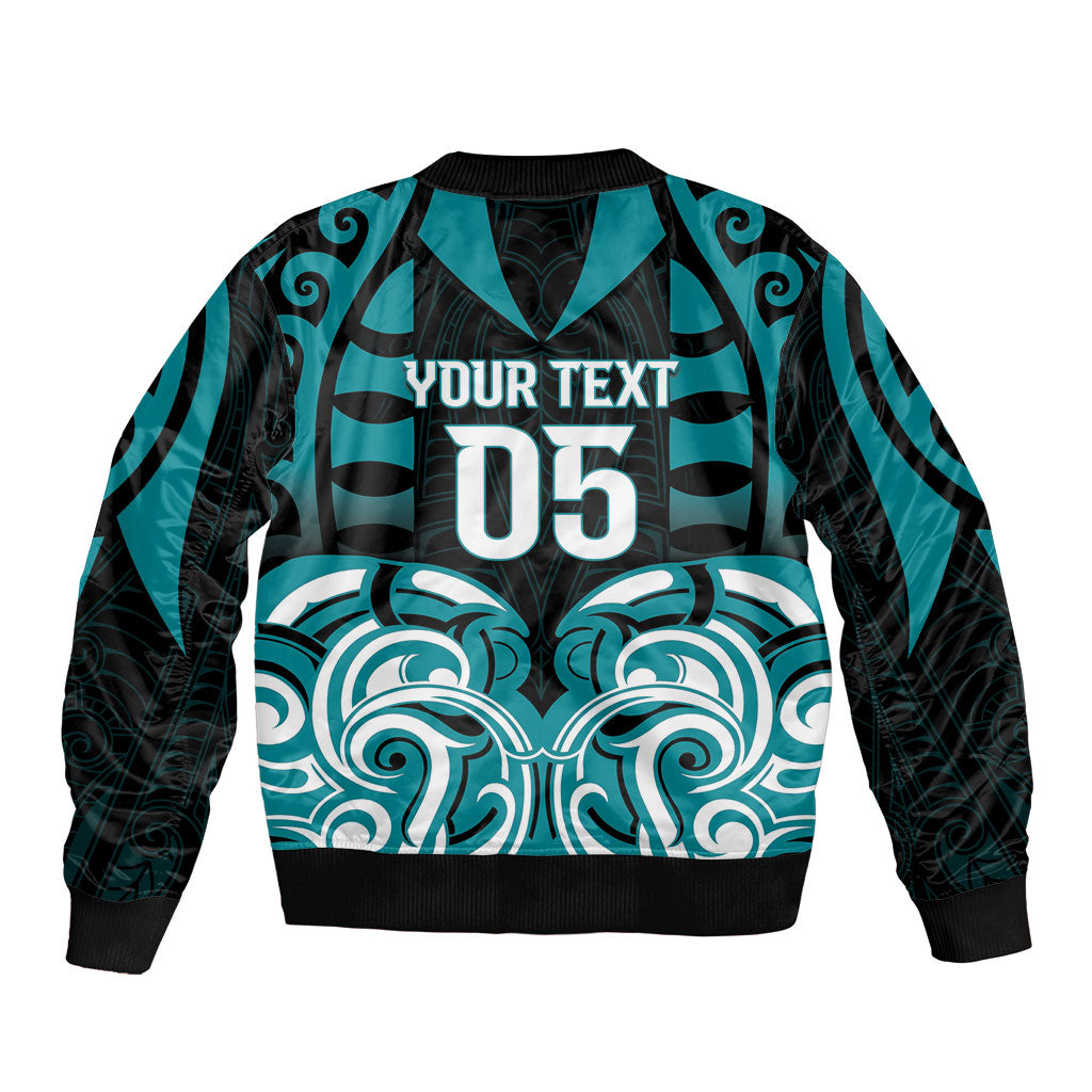 Custom Aotearoa Tapuika Sleeve Zip Bomber Jacket New Zealand Traditional Maori Pattern DT05 - Polynesian Pride