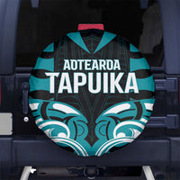 Aotearoa Tapuika Spare Tire Cover New Zealand Traditional Maori Pattern DT05 No hole Teal - Polynesian Pride