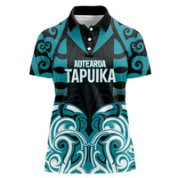 Custom Aotearoa Tapuika Women Polo Shirt New Zealand Traditional Maori Pattern DT05 Female Teal - Polynesian Pride
