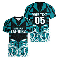 Custom Aotearoa Tapuika Women V-Neck T-Shirt New Zealand Traditional Maori Pattern DT05 - Polynesian Pride