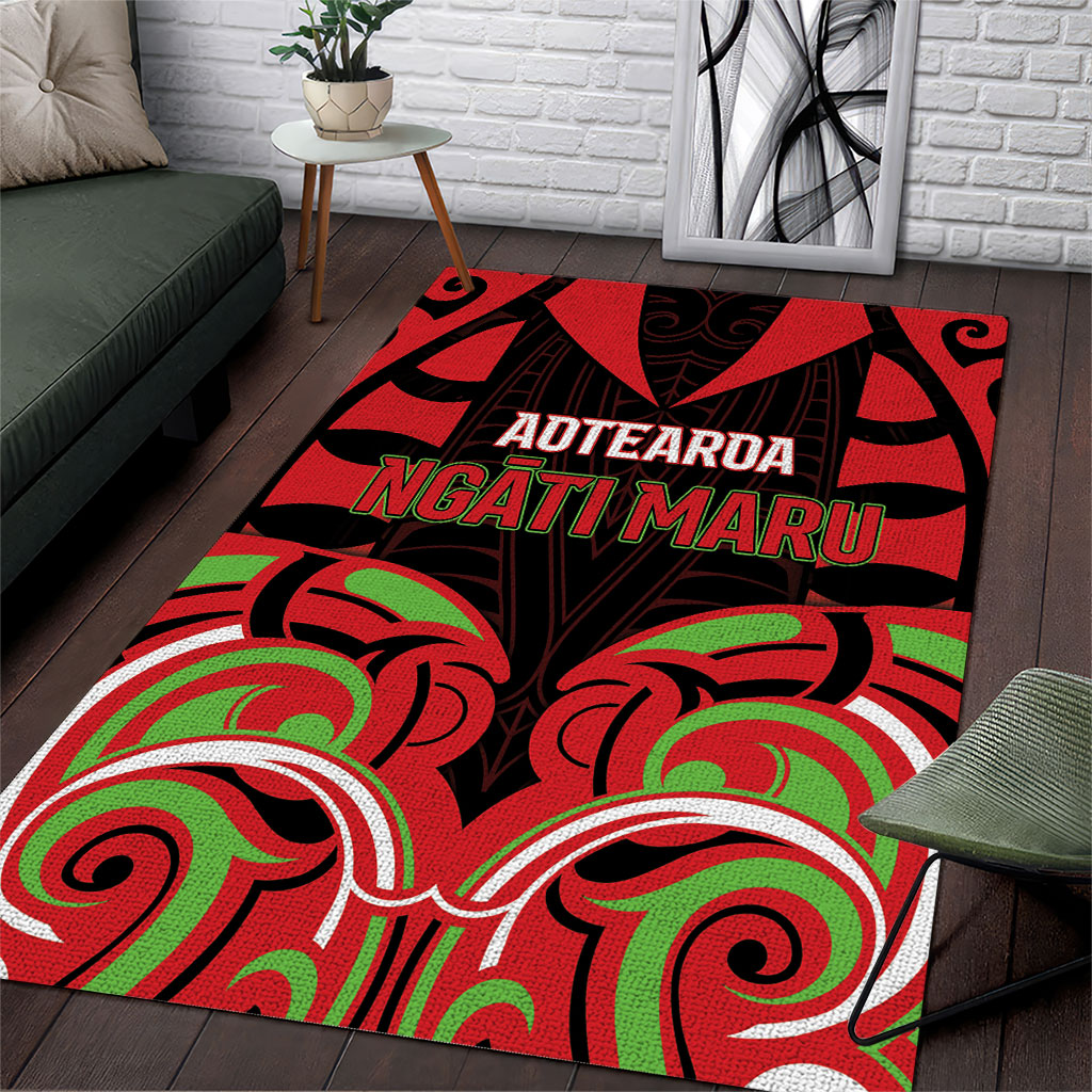Aotearoa Ngati Maru Area Rug New Zealand Traditional Maori Pattern DT05 Red - Polynesian Pride