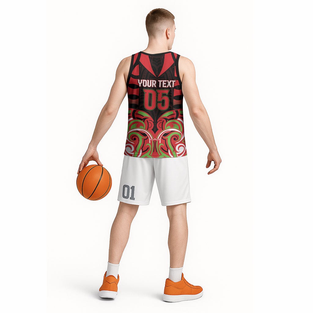Custom Aotearoa Ngati Maru Basketball Jersey New Zealand Traditional Maori Pattern DT05 - Polynesian Pride