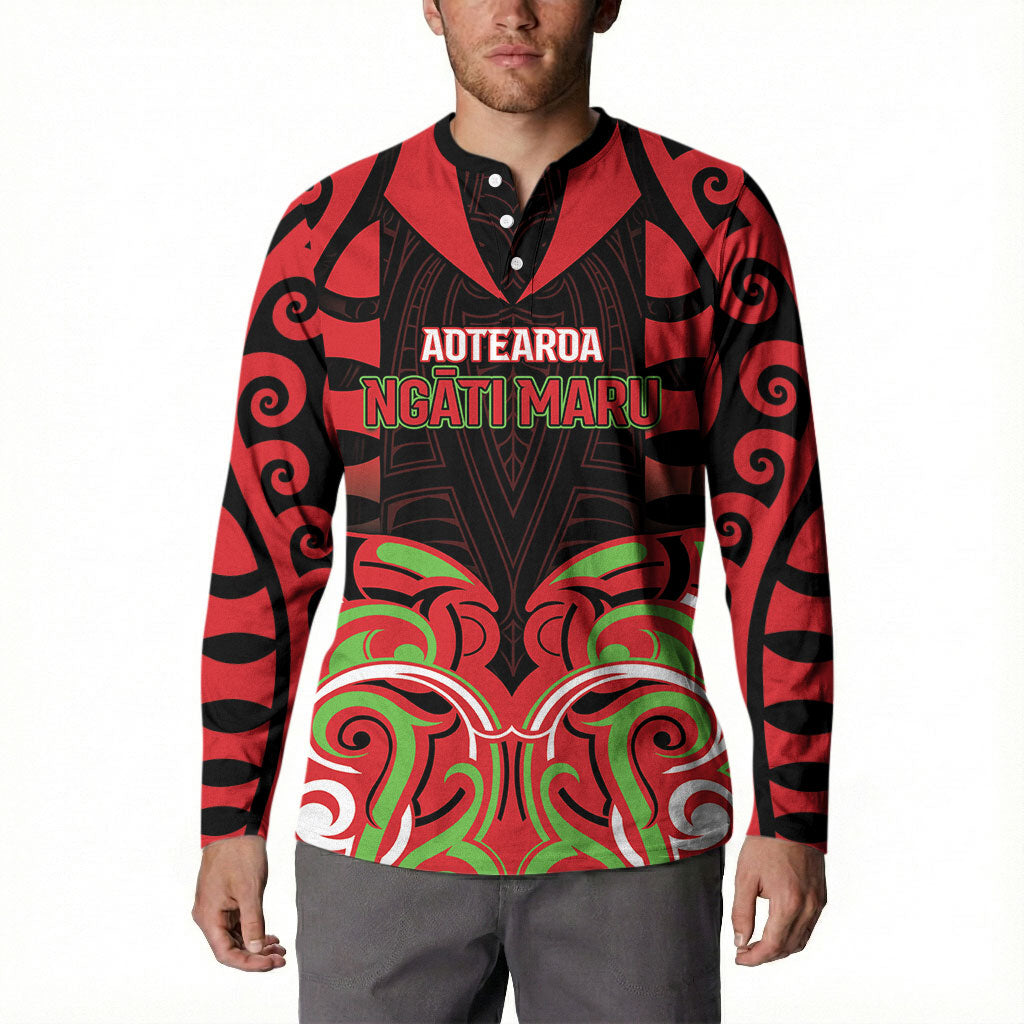 Custom Aotearoa Ngati Maru Button Sweatshirt New Zealand Traditional Maori Pattern DT05 - Polynesian Pride