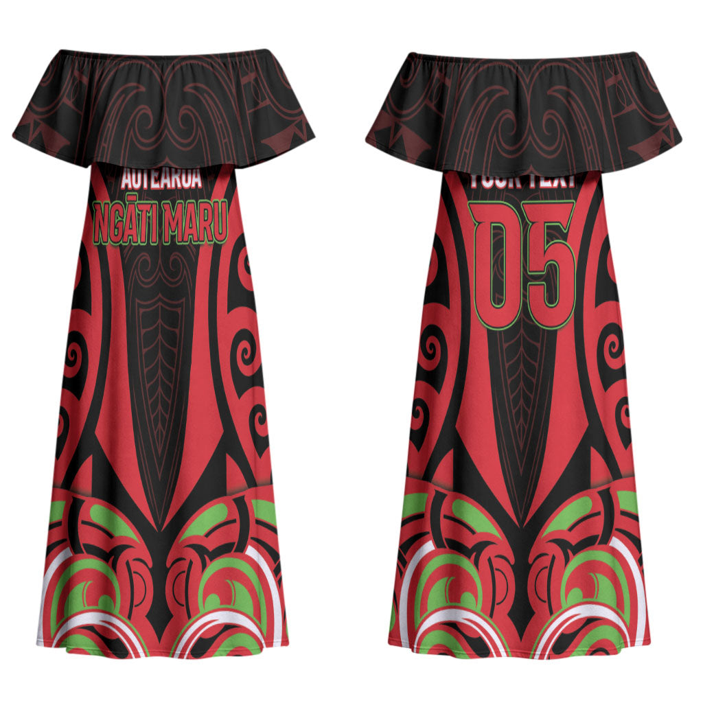 Custom Aotearoa Ngati Maru Couples Matching Off Shoulder Maxi Dress and Hawaiian Shirt New Zealand Traditional Maori Pattern DT05 - Polynesian Pride