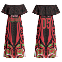 Custom Aotearoa Ngati Maru Couples Matching Off Shoulder Maxi Dress and Long Sleeve Button Shirt New Zealand Traditional Maori Pattern DT05 - Polynesian Pride
