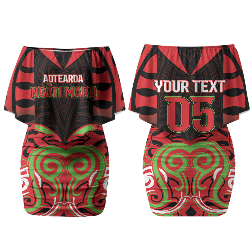 Custom Aotearoa Ngati Maru Couples Matching Off Shoulder Short Dress and Hawaiian Shirt New Zealand Traditional Maori Pattern DT05 - Polynesian Pride