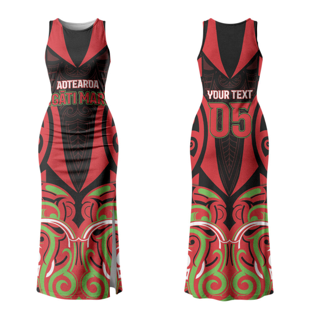 Custom Aotearoa Ngati Maru Couples Matching Tank Maxi Dress and Long Sleeve Button Shirt New Zealand Traditional Maori Pattern DT05 - Polynesian Pride
