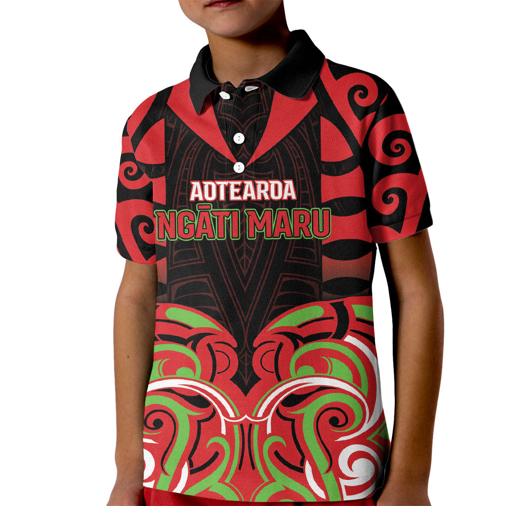 Custom Aotearoa Ngati Maru Kid Polo Shirt New Zealand Traditional Maori Pattern DT05 Kid Red - Polynesian Pride