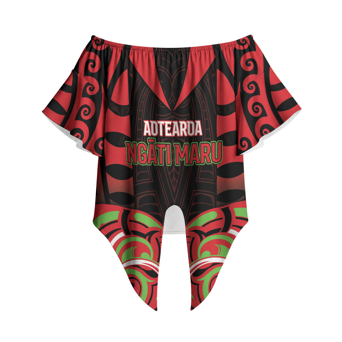 Custom Aotearoa Ngati Maru Off Shoulder Wrap Waist Top New Zealand Traditional Maori Pattern DT05 - Polynesian Pride