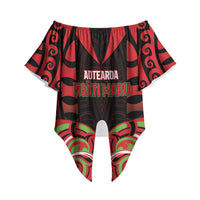 Custom Aotearoa Ngati Maru Off Shoulder Wrap Waist Top New Zealand Traditional Maori Pattern DT05 - Polynesian Pride